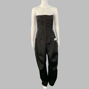 DOLCE & GABBANA KIM Black White Acetate Blend Strapless Cargo Jumpsuit